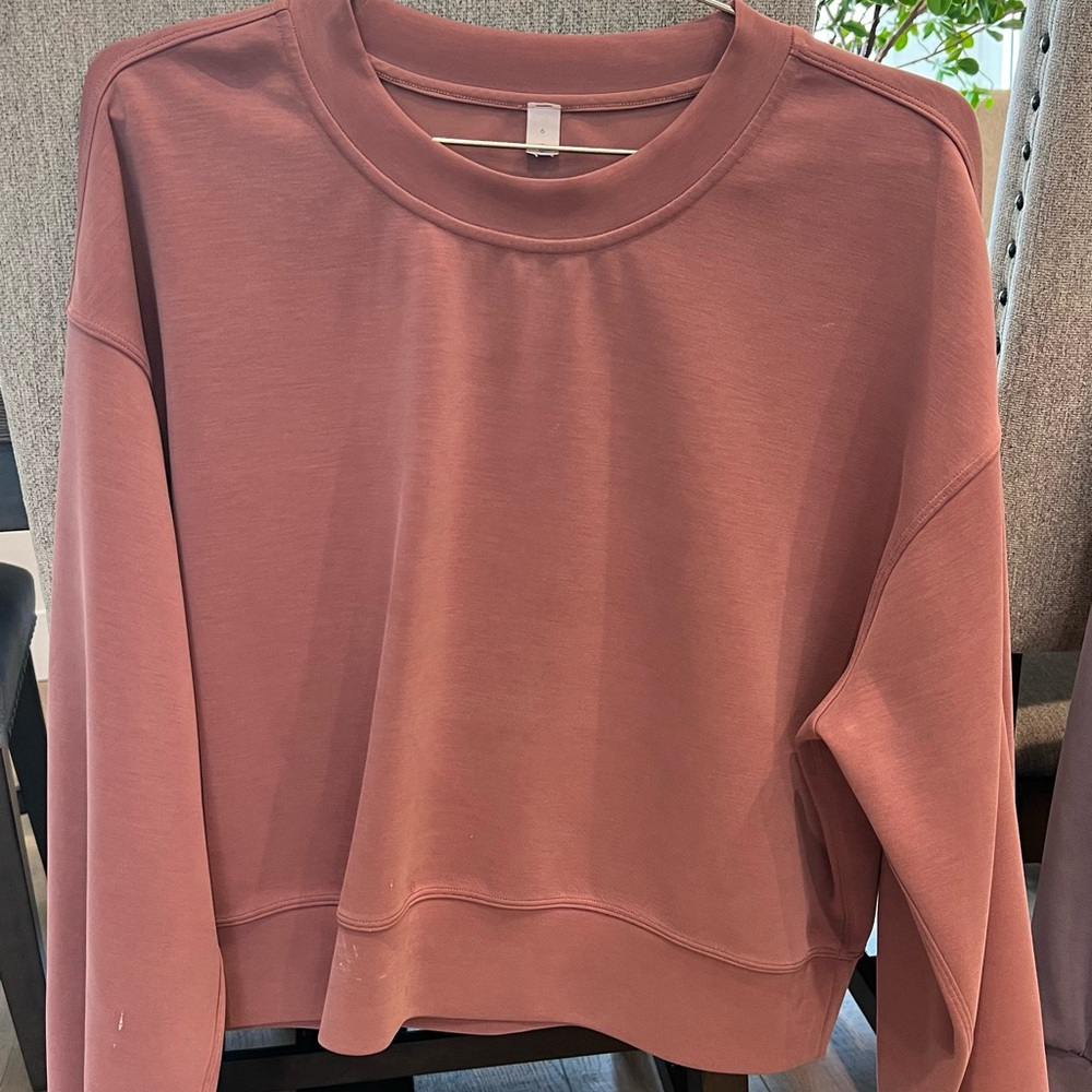 Lululemon Softstreme Perfectly Oversized Cropped Crew Size 6 Spiced Chai
